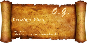 Országh Géza névjegykártya